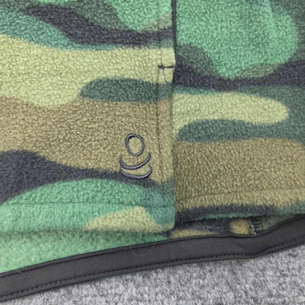 Cuddl Duds Fleece Vest Womens XL Green Camo Full Zip Stretch Layering Soft Cozy